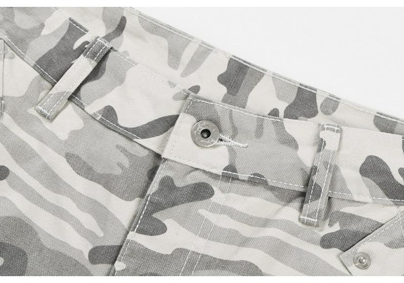 Unisex Retro Camouflage Multi-Pocket Wide-Leg Work Pants