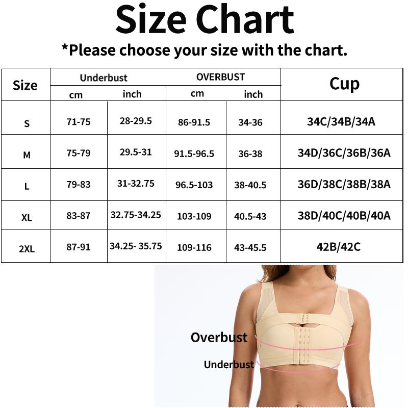 Women Shapewear Bra with Hooks Compression Push Up Underwear Front Closure Lingerie Back Support Sports Bra Post-Surgery Top