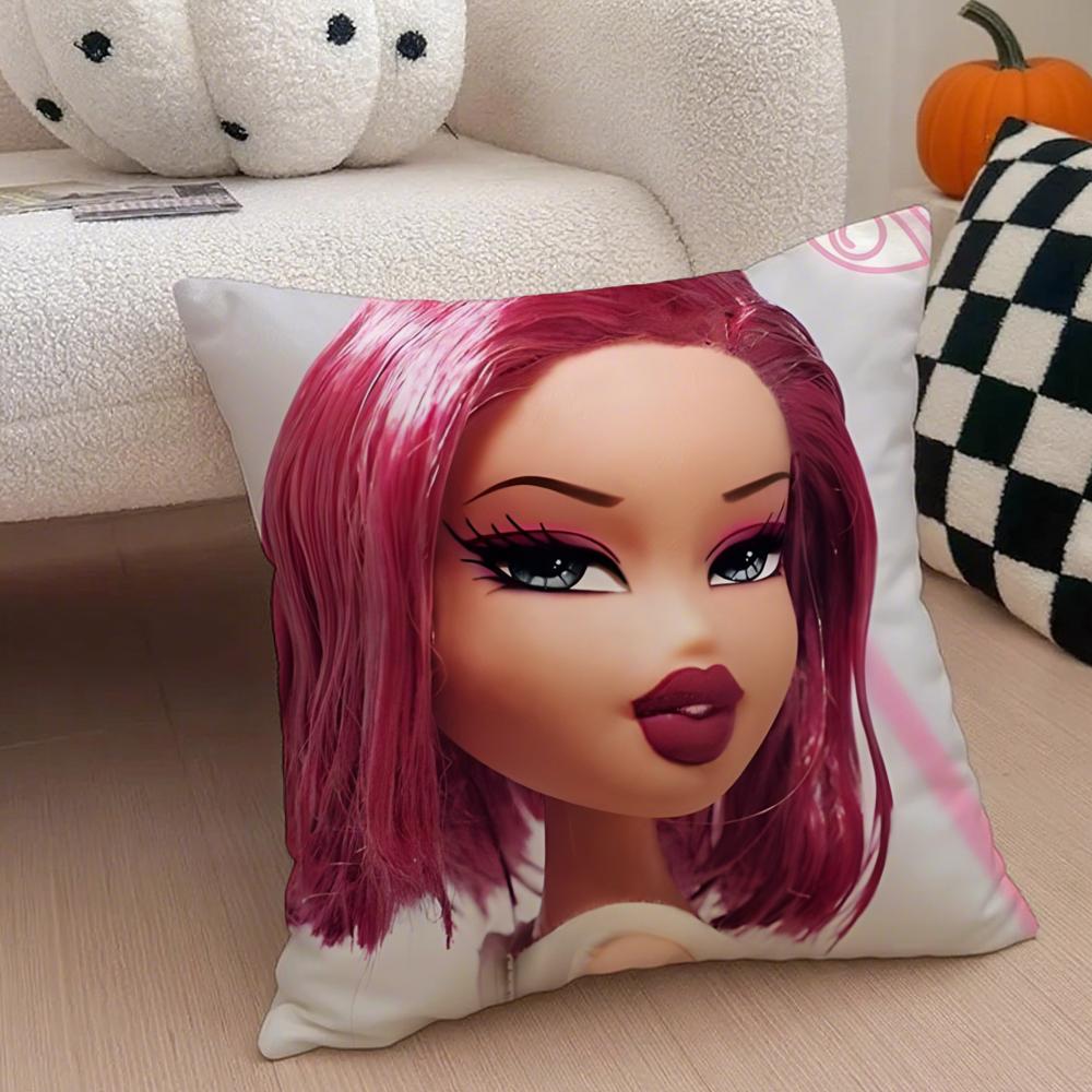 Stylish American Fashion Doll BBratz Cushion Cover Throw Pillow Cover Hidden Button Durable Polyester Chair Cushion