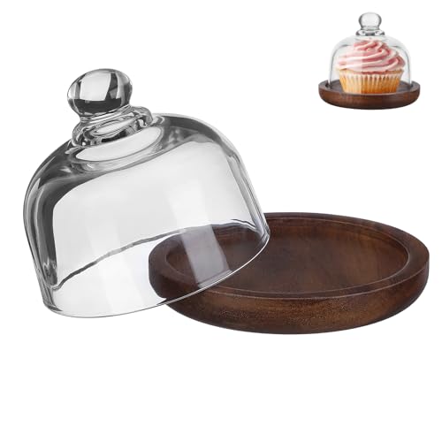 HOLIDYOYO Glass Lid Tray, Covered Food Plate, Domed Cake Stand, Cupcake Pan with Lid, Cake Stand for Dessert Table, Plate, Mini Cake Mold, Cake Holder