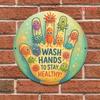 Vibrant Metal Hand Washing Sign Bathroom Kitchen Office Health Decoration