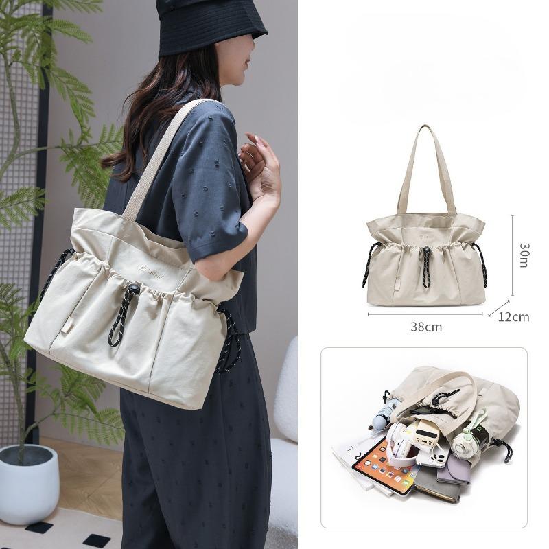 Casual Large Capacity Drawstring Anti-Theft Shoulder Bag Urban Minimalist Tote Bag Casually