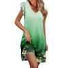 Womens Summer Dress Ruffle Sleeve V Neck Short Dresses Fashion Casual Flowy A Line Swing Sundress With Pocket