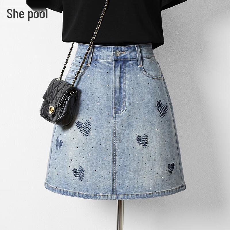 Women s Fashion Washed Denim A-Line Mini Skirt S