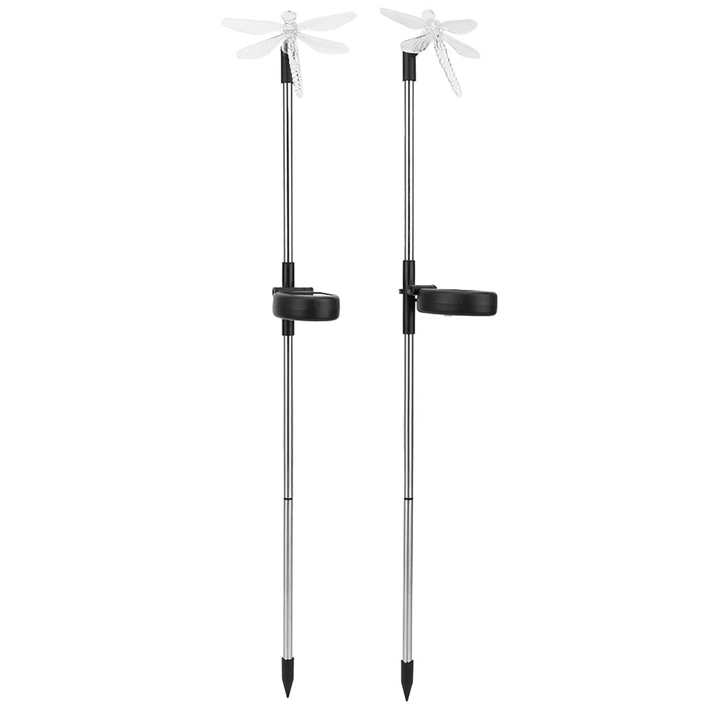 2Pcs Set Unique Dragonfly Solar LED Lawn Light Color Changing Garden Stake Light Decoration