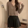 Mushroom Edge V-neck Long Sleeved Sun Protection Cardigan Women's Summer Short Top Thin Outer Layer Jacket