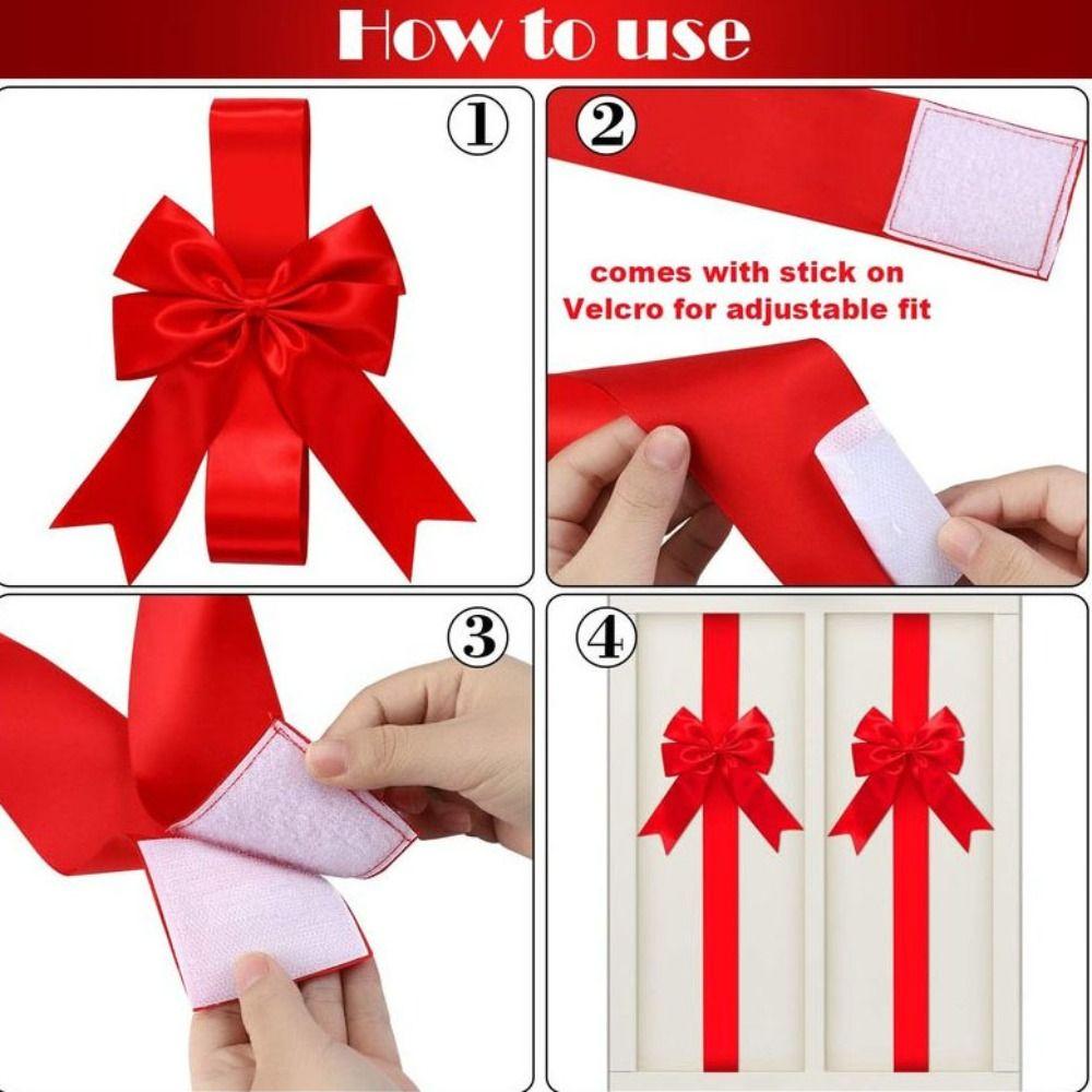 Large Size Christmas Cabinet Door Ribbon Bow Green/Red Window Bow Gift Wrapping Bow Wedding