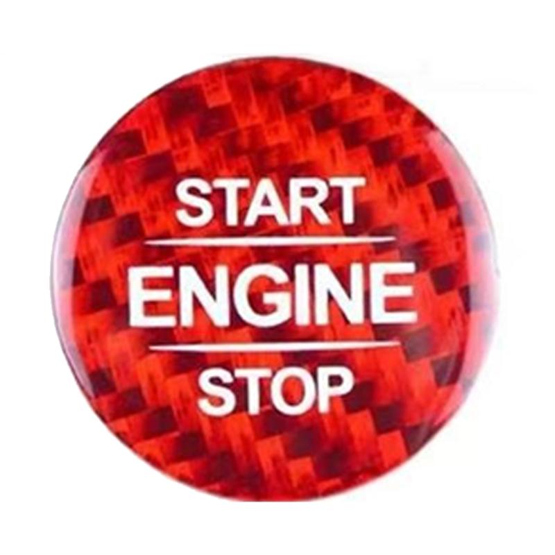 Push Start Button Sticker Trim , Carbon Fiber Look Cover with Adhesive Fit Car Interior Engine Start Stop Button Cover