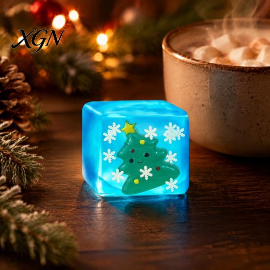 Reindeer Squeeze Toy Glow-in-the-Dark Christmas Stress Cube, Santa Tree Snowflake Party Favors Relief Toy, Sensory for Adults Kids
