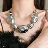 Oval Irregular Geometric Necklace - Unique Metal Clavicle Chain, Fashionable and Elegant Design