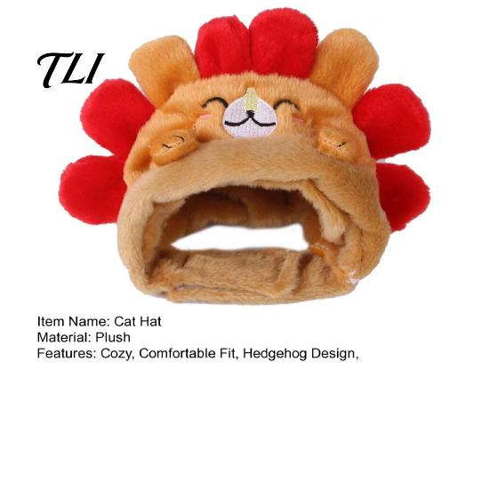 Small Dog Winter Warm Hat Cute Hedgehog Cat Hat, Plush Cozy Pet Adjustable Fit, Comfortable Elastic Bonnet Funny for Cats, Puppies,