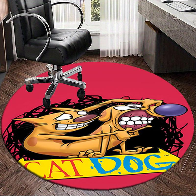 Cat Dog Adventure Round Rug for Livingroom,Bedroom, Palyroom, Chair Rug, Area Rug, Circle Carpet, Large Size Fan Christmas Gift