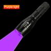 150LM 395nm Backlight White+Purple UV Detector Lamps Zoomable Torch Flashlight