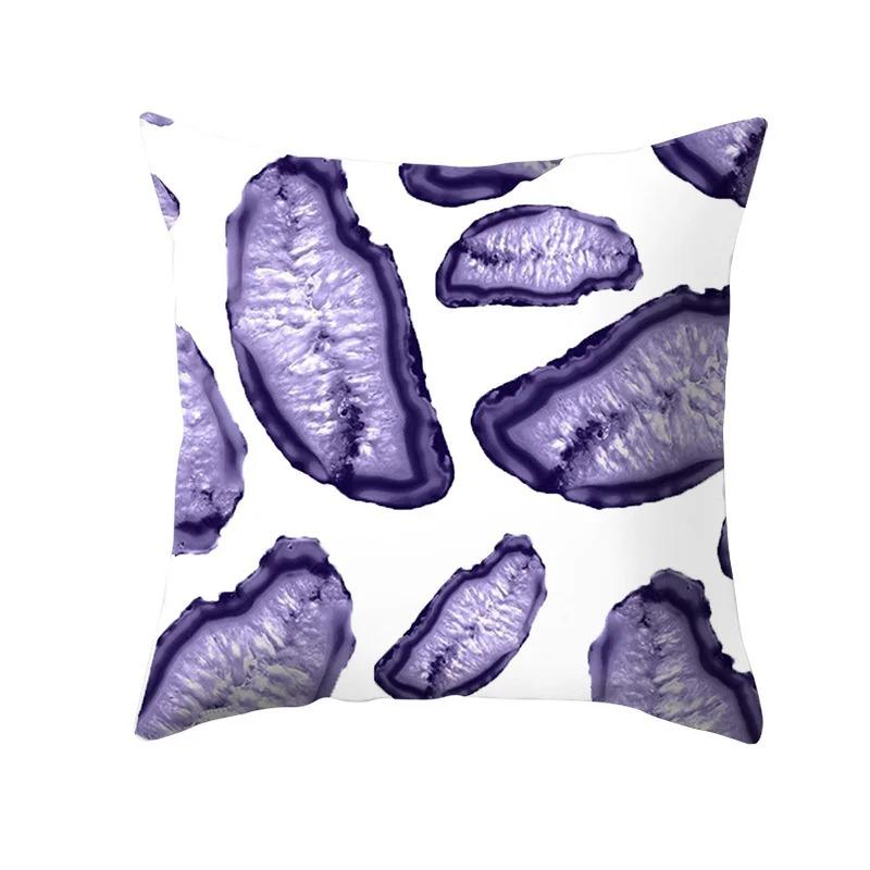Square Throw Pillow Geometric Purple Marble Print Pattern Cushion Cover Home Living Room Sofa Decoration