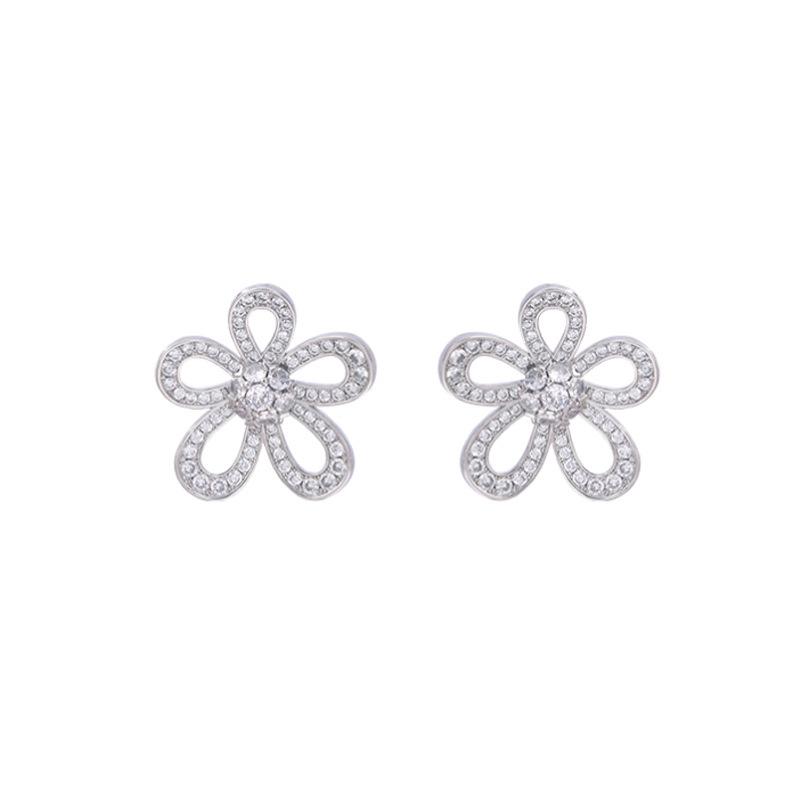 2023 Trendy Elegant S925 Sterling Silver Floral Hollow Stud Earrings