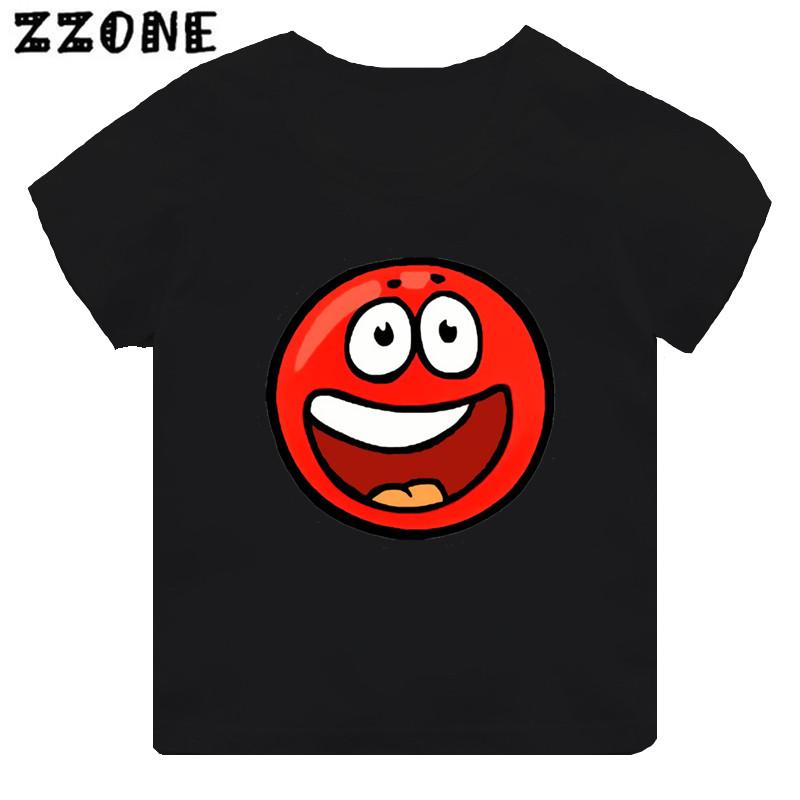 Hot Sale Red Ball 4 Print Cartoon Kids T-shirt Funny Girls Clothes Baby Boys Black Short Sleeve T Shirt Children Tops