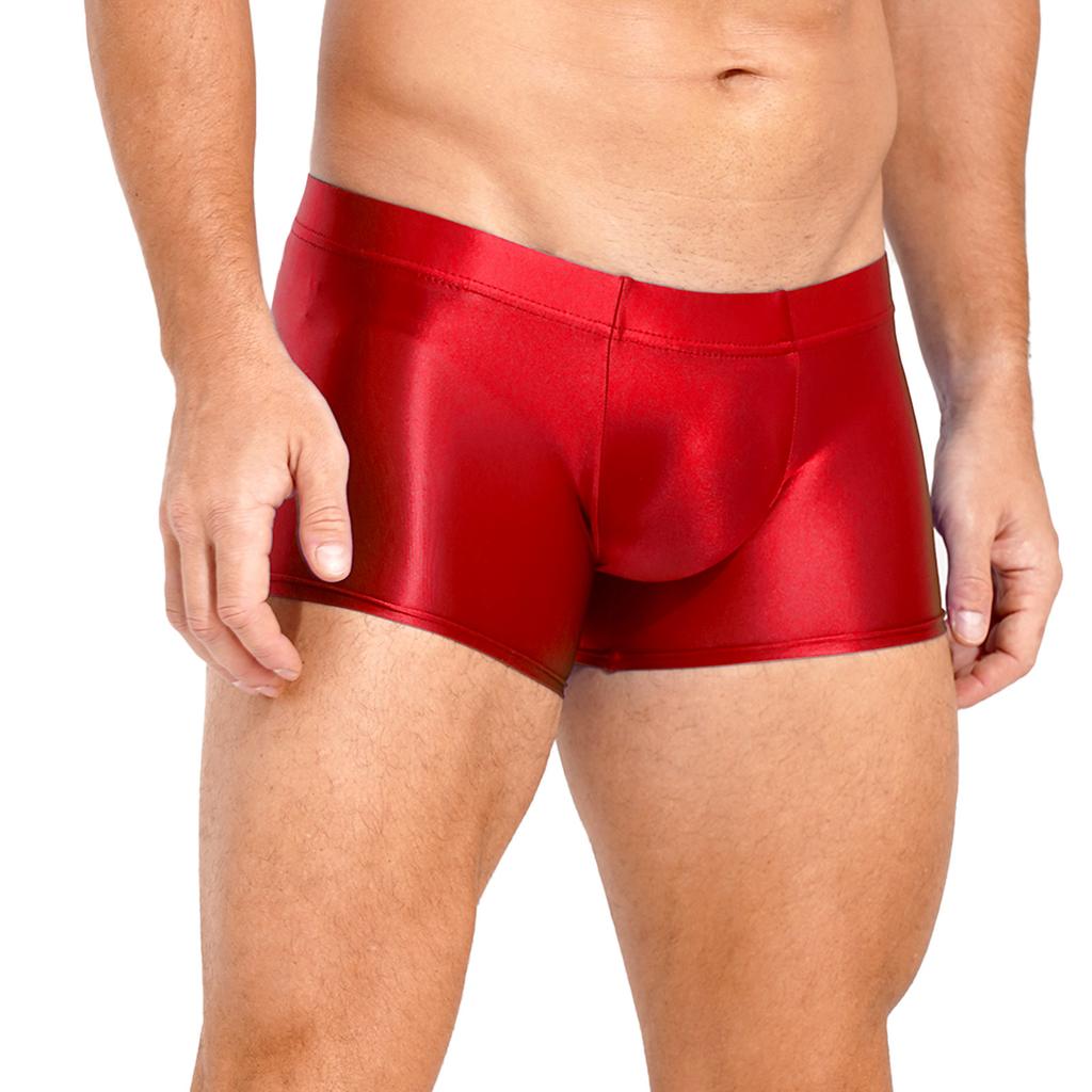 Mens Glossy Boxer Briefs Low Rise Underpants Swim Shorts Pool Party Beach Volleyball Beachwear Shorts