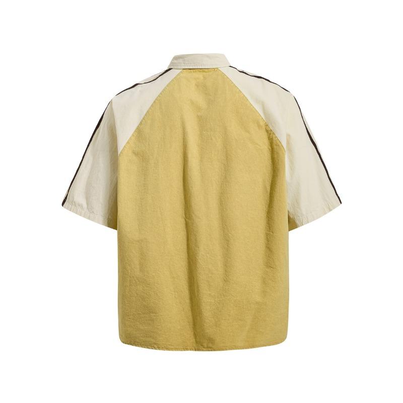 American Retro Old Splicing Letter Embroidery Contrasting Color Shoulder Sleeves Short Sleeves Shirt Men's and Women's Loose Casual Tops Summer