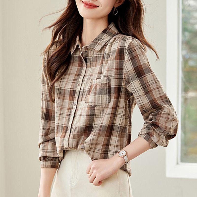 Women S Casual Plaid Long Sleeve Cotton Shirt Jacket