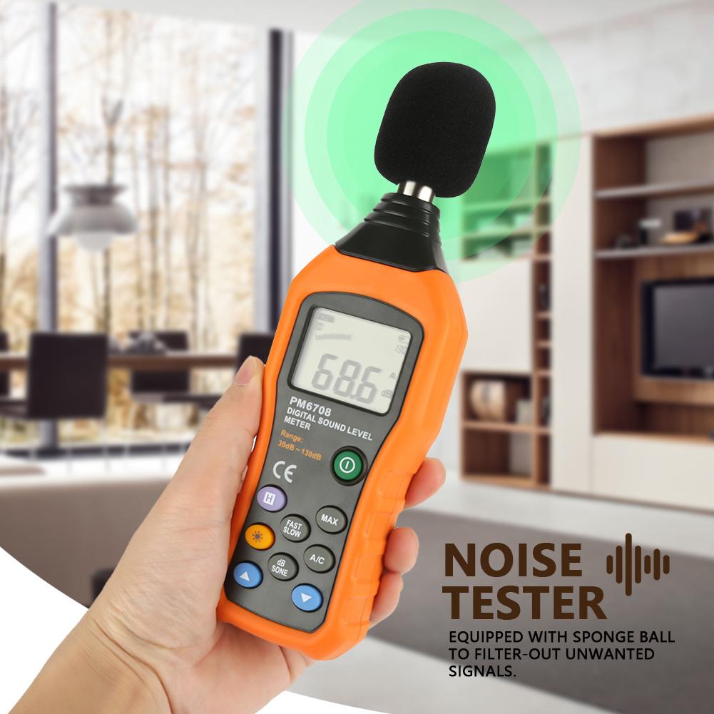PEAKMETER PM6708 LCD Digital Audio Decibel Sound Noise Level Meter Tester 30130dB