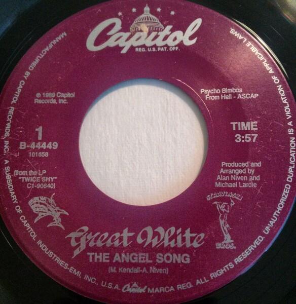 

7inch Record GREAT WHITE Angel Song Run Away B44449 CAPITOL 1989 US Rock Used