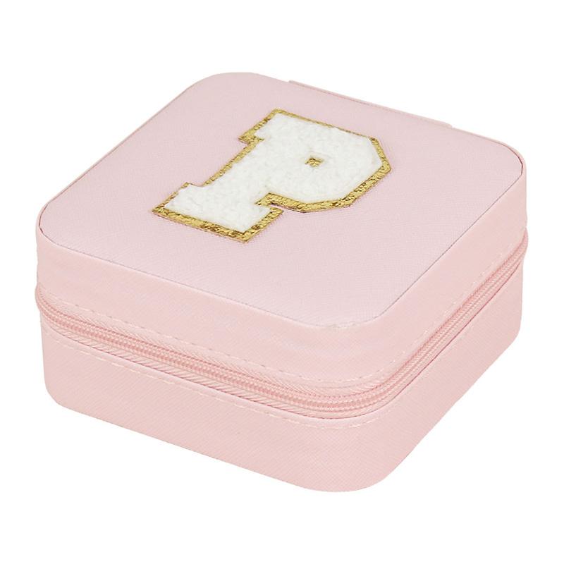 

1PC Personalized Portable Jewelry Box for Women Girls Jewelry Case Small Jewelry Storage Pink Initial Letter 10X10X5cm