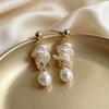 Baroque Freshwater Pearl Earrings Women Needle Minimalist Vintage Beaded Drop