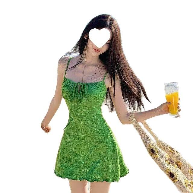 French Seaside Retro Vacation Green Suspender Dress Summer Summer Tube Top New Slim Dress Short