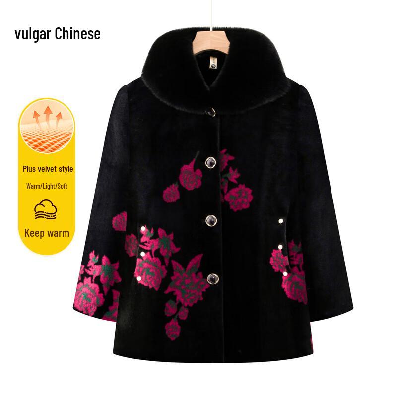 

Elderly Women s Faux Mink Fur Padded Winter Coat 3XL