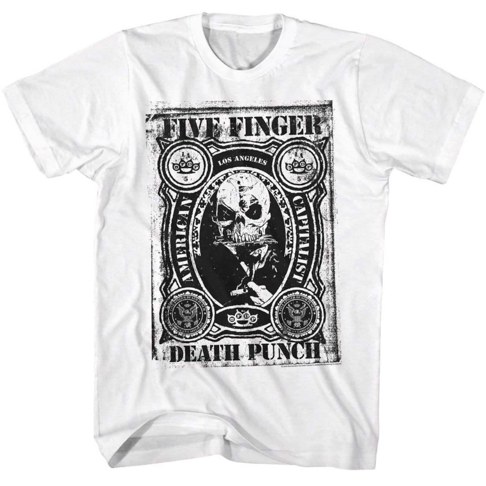 Five Finger Death Punch American Capitalist White Adult T-Shirt M