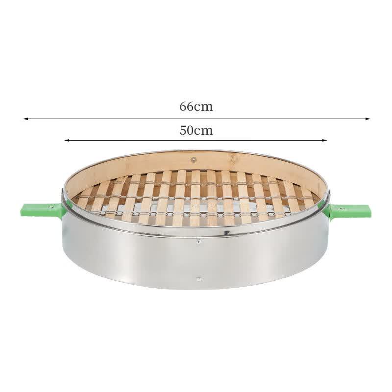 

Thickened Bamboo Steamer with Stainless Steel Rim