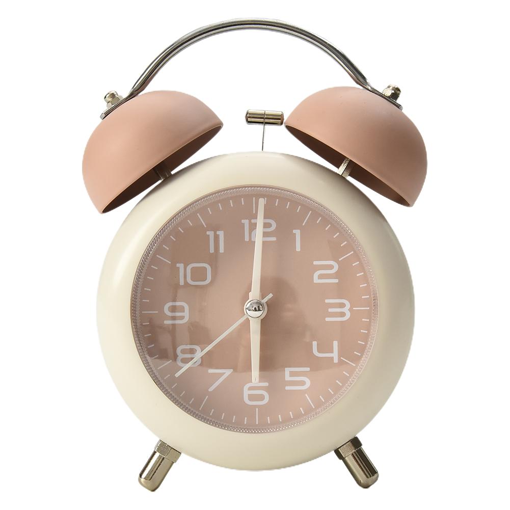 

Twin Bell Alarm Clock Metal Office Replacement Spare Parts Vintage With Night Light 4 Colors Accessories Brand New рожевий