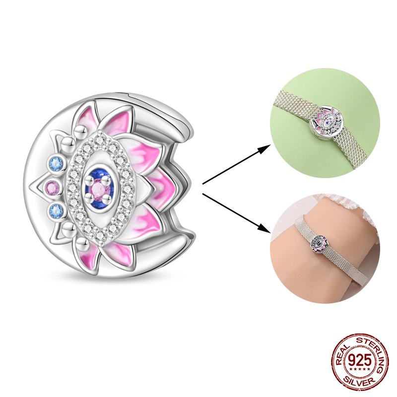 925 Silver Double Lucky Clover Guardian Lotus Flat Beads Fit Qikaola 925 Bracelets Fine DIY Jewelry For Women