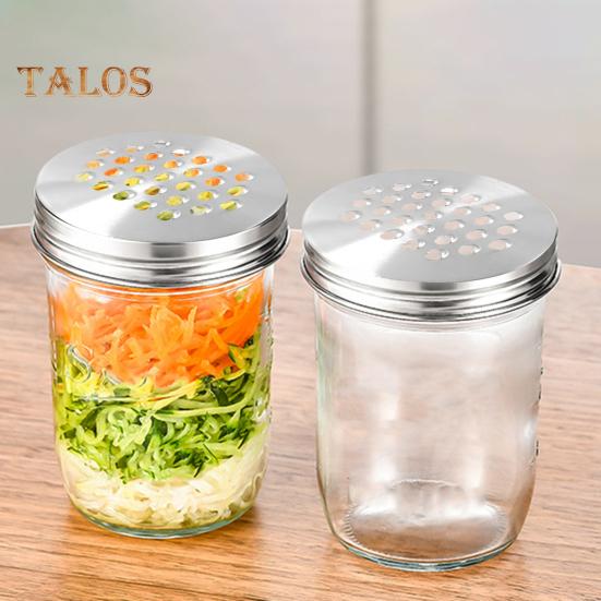 1/2Pcs Mason Jar Grater Lid for Regular Mouth Jar Easy To Carry Store Rust-Resistant Stainless Steel Strong Wear Resistance Multipurpose Canning Lids