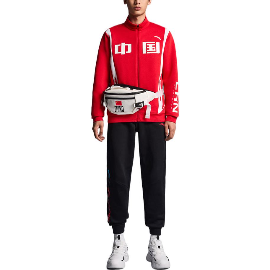 Anta FW22 Chinese Character Logo Print Zip-Up Collar Long Sleeve Jacket Men Jackets Red 152237707-1