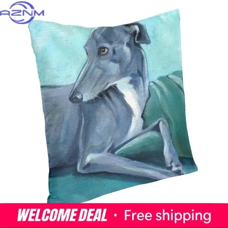Luxury Greyhound Cushion Cover 40X40Cm Soft Whippet Sihthound Dog Pillow Case For Sofa Car Square Pillowcase Decoration
