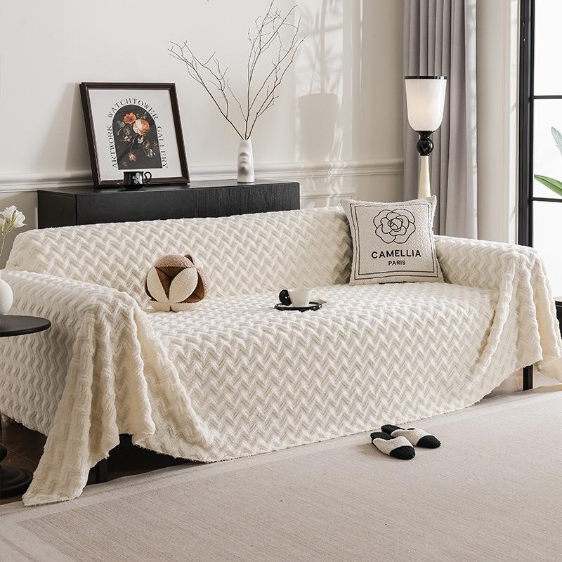 Winter Thickening Couch Seat Covers Solid Color Living Room Plush and Soft Mat Dustproof Furniture Protector Home Decoration