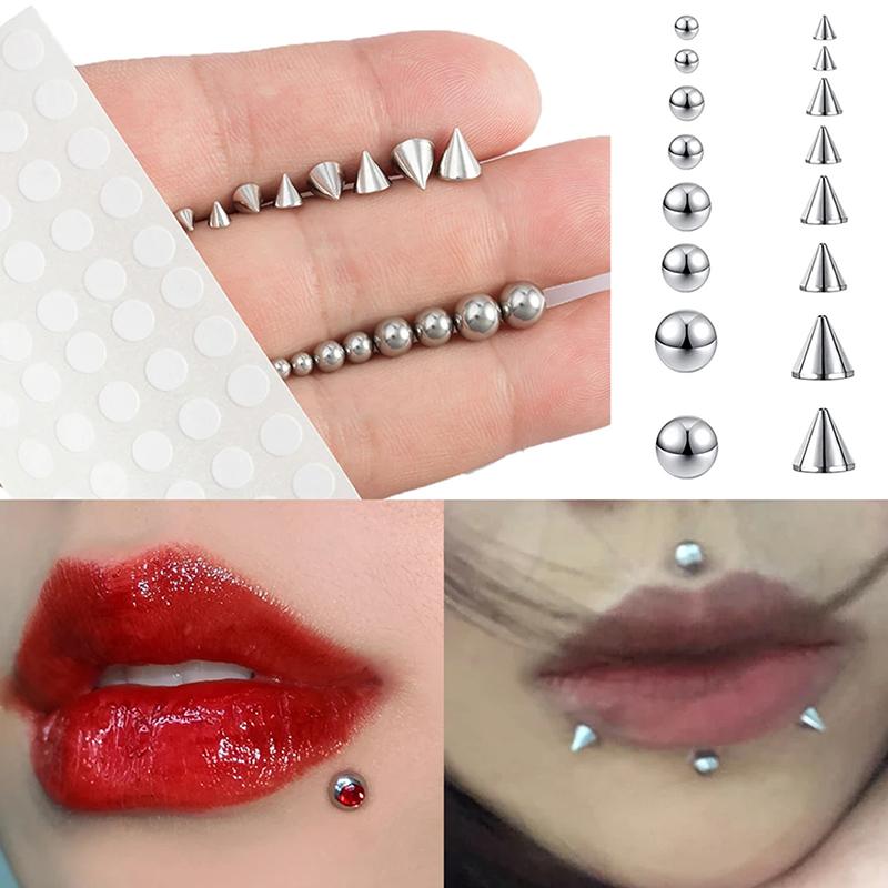 Samolepka Falešné břicho Obočí Piercing rtu Knoflík Náušnice bez piercingu Sada knoflíků Falešný piercing nosu Šperky Dermal Anchor Top