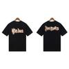 Cross-border European and American Trendy Brands Palm Angel Angel Flame Letter Logo Short-sleeve T-shirts for Men and Women, American High Street 