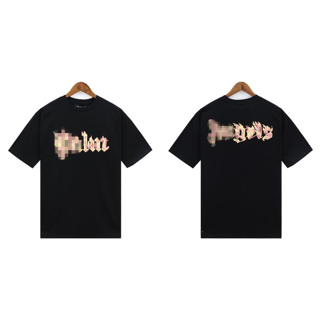 Cross-border European and American Trendy Brands Palm Angel Angel Flame Letter Logo Short-sleeve T-shirts for Men and Women, American High Street 