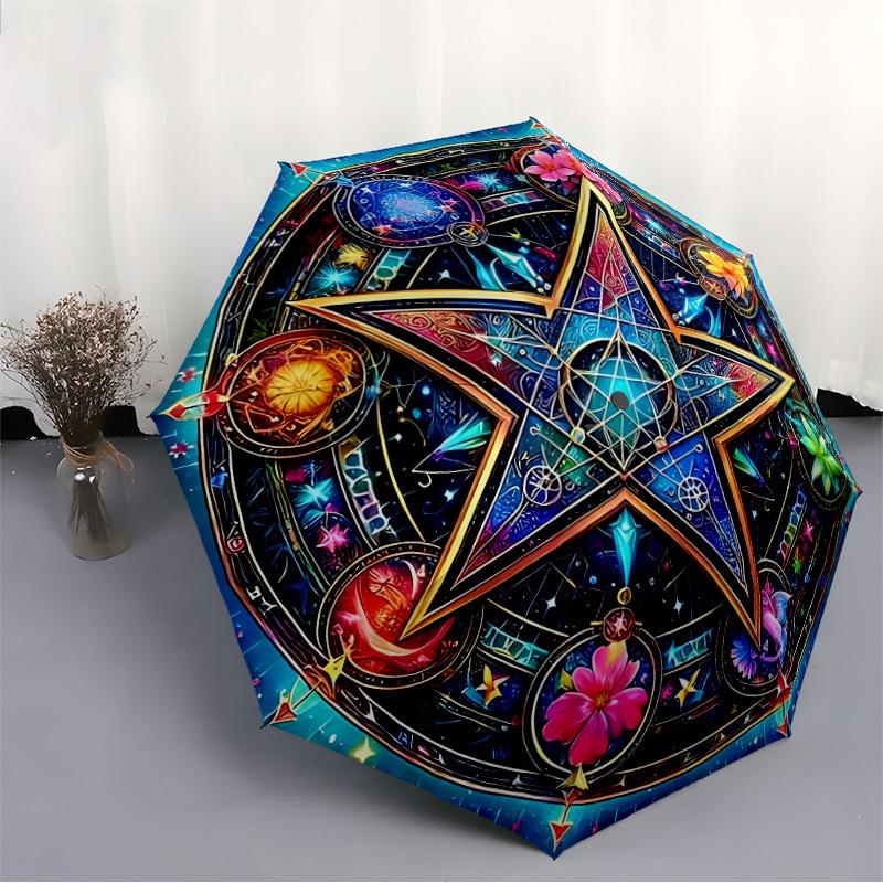 1PC Mystic Mandala Automatic Open/close, All-Season Portable Folding Umbrella for Women & Men Yy250919177