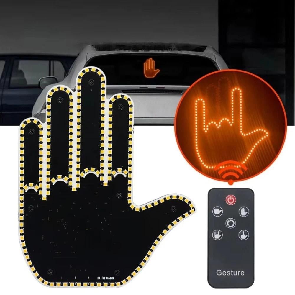 Remote Control Hand Lamp Funny Finger Car Decoration Panel Luminous Panel Car Accessories