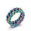 Kalen Smooth 8/9mm High-Quality Stainless Steel Cuban Link Rings for Men Multicolor Couple Anillos Trend Jewelry Bicycle Chain