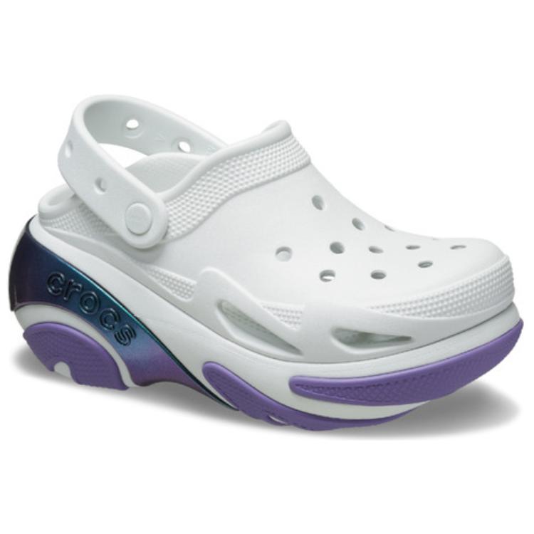 Crocs Bubble Crush Reflector Round Toe Commuter Versatile Clogs Unisex Clogs White Purple 210743-1NK