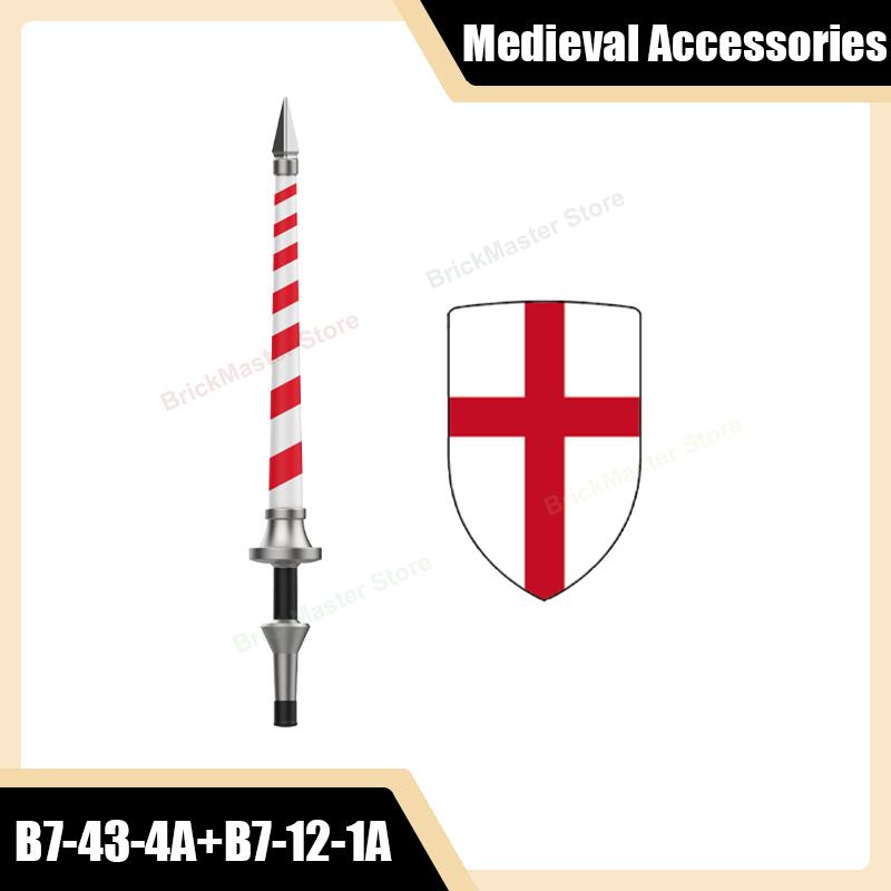 

Medieval Military Castle Knight Building Blocks Templar Teutonic Rider Shield Spear DIY Soldier Figure Parts Toy Gift Bricks Set
