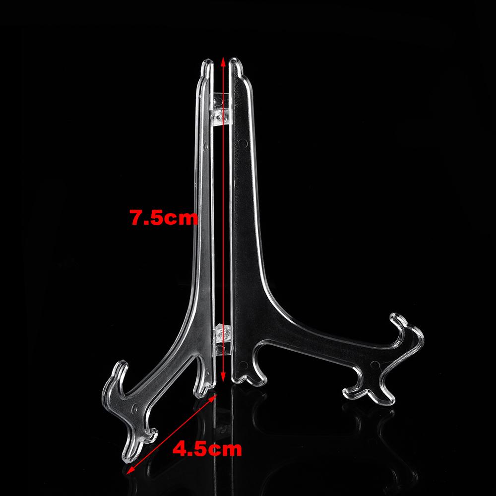 

1pc 3/5/7/9inch Fashion Clear Plastic Plate Display Stand Picture Frame Transparent Easel Holder Arts Case Holders Photo Display