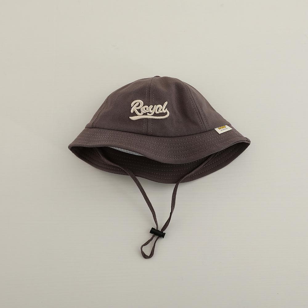 Kids Embroidered Letter Bucket Hat Wide Brim Sun Protection Cap With Windproof Strap For Spring Autumn Outdoor