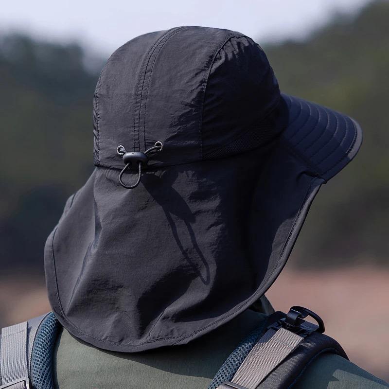 Herren Schnelltrocknende Fischerkappen Sommer Anti-UV Sonnenhut für Damen Outdoor Atmungsaktiv Breitkrempiger Fischerhut mit Nackenschutz
