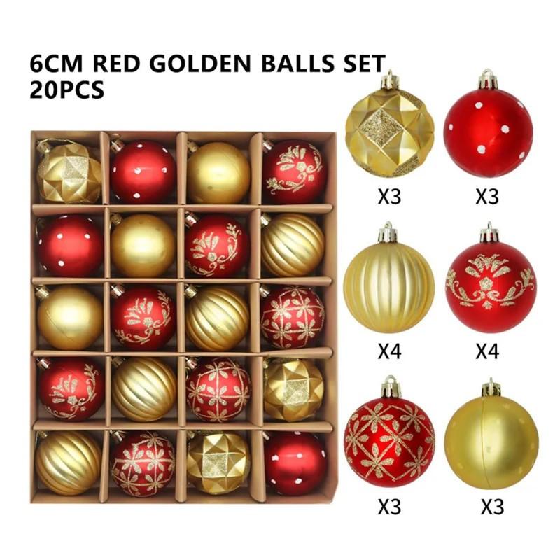 6cm Weihnachtskugeln 20er Set Galvanisierte Kunststoffkugeln Weihnachtsbaum Hängedekorationen