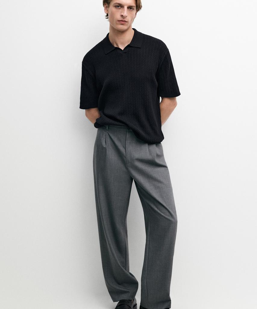 Masimodutti 100% Cotton Cable Knit Polo Sweater